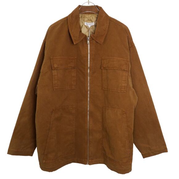 Good American Chore Dropped Shoulder Utility Jacket in Camel Brown Size 1X NWT - Picture 3 of 9